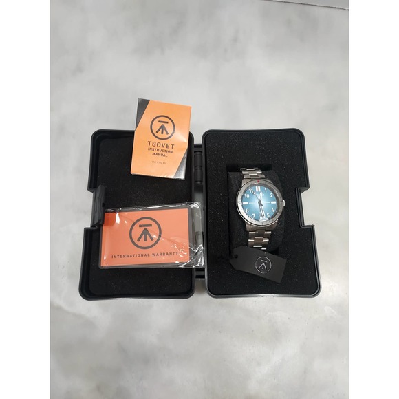 Tsovet New Automatic Silver Watch with Light Blue Face